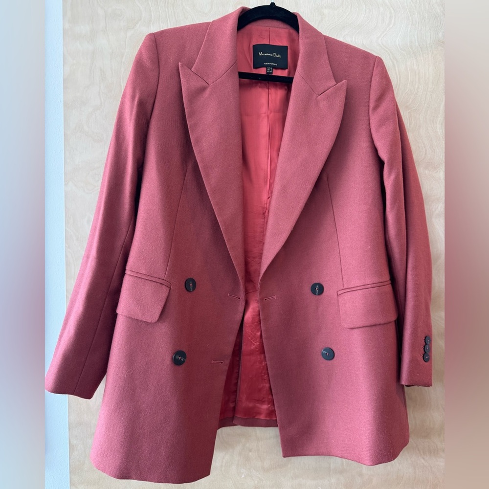 Massimo Dutti Double-Breasted Blazer • Rose/Terracotta